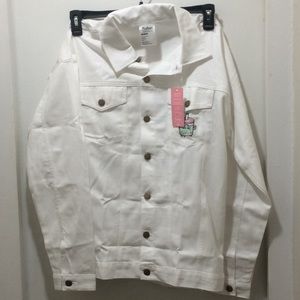 White Denim Pusheen Jacket